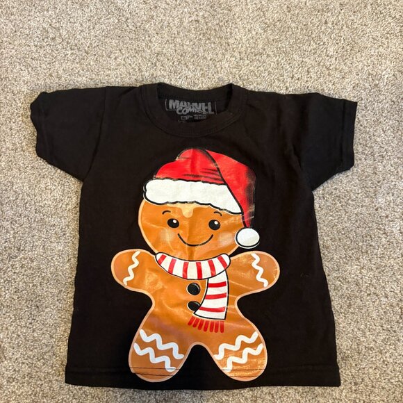 Marvel Ginger Bread Man T-Shirt Santa Hat Scarf Toddler Size 2 - Picture 7 of 7
